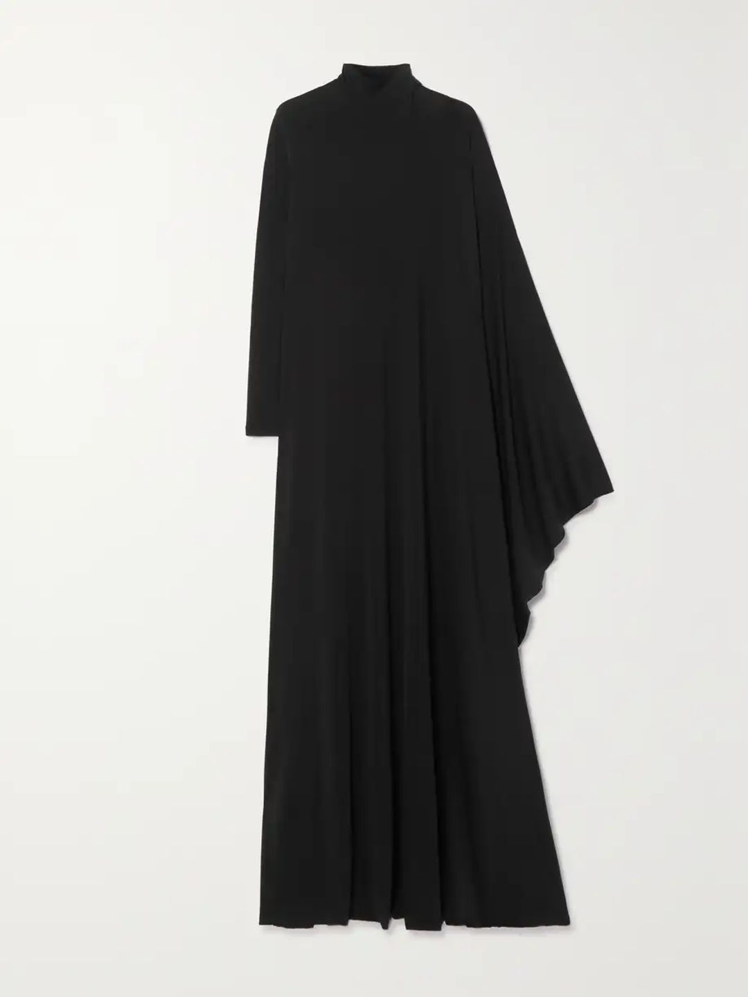 Asymmetric cape-effect satin-jersey maxi dress
