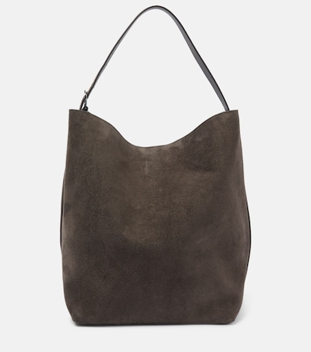 Belted suede tote brown #9