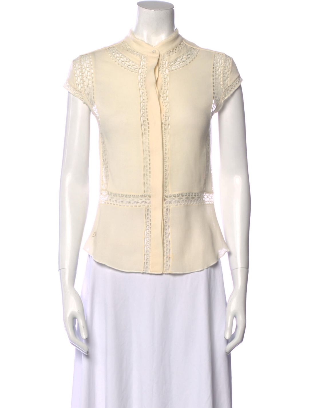 Iro Silk Mock Neck Button-Up Top