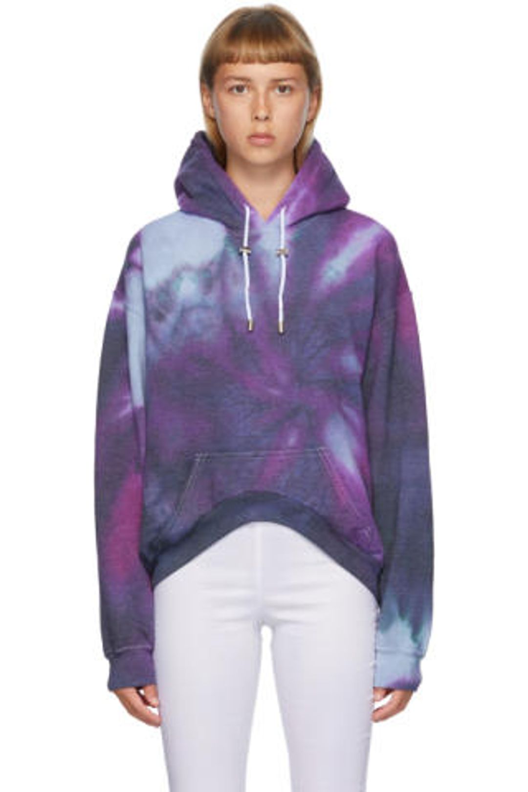 Multicolor Spiral Tie-Dye Round Hem Hoodie