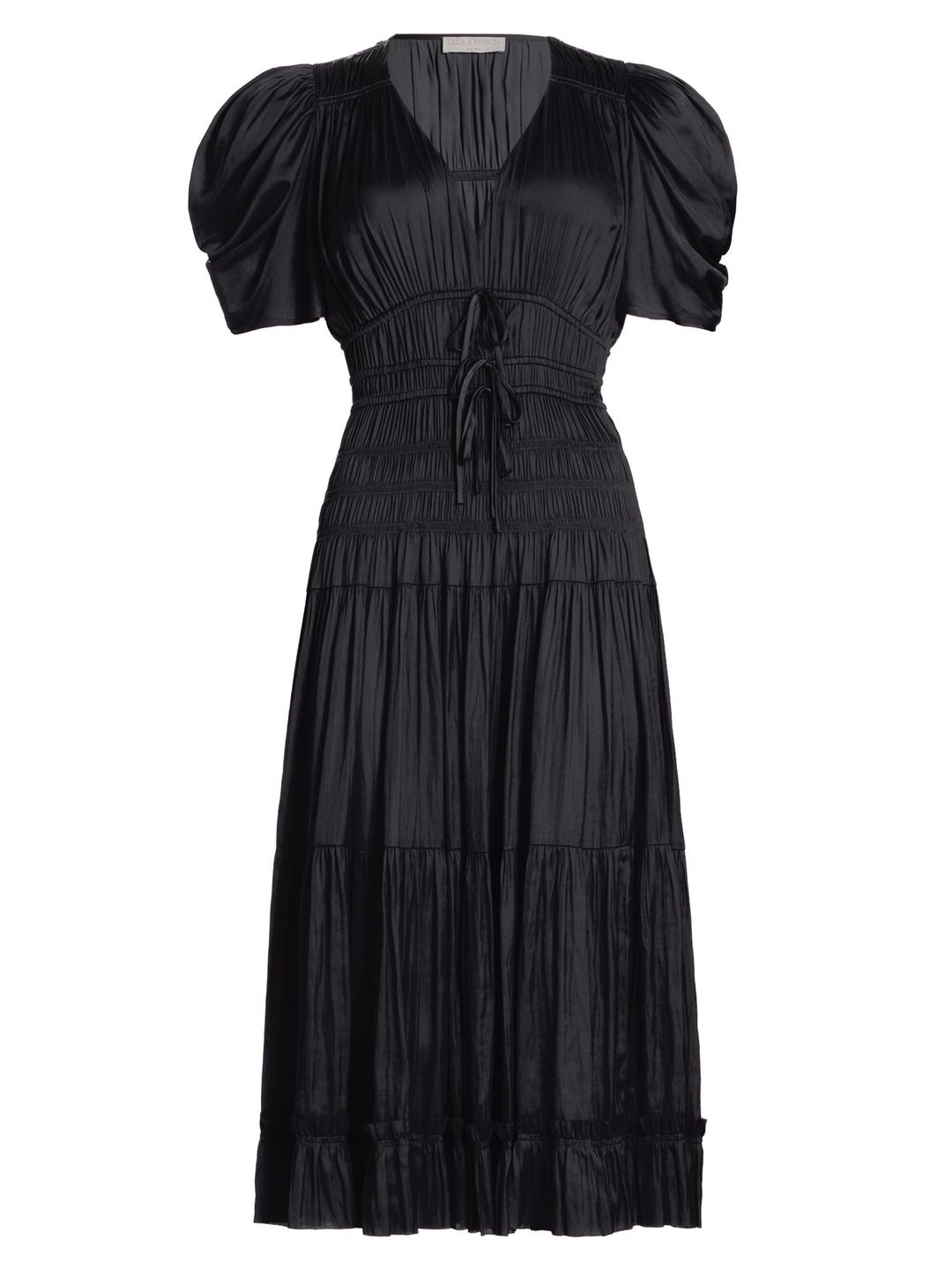 Ulla Johnson Daria Smocked V-Neck Midi-Dress