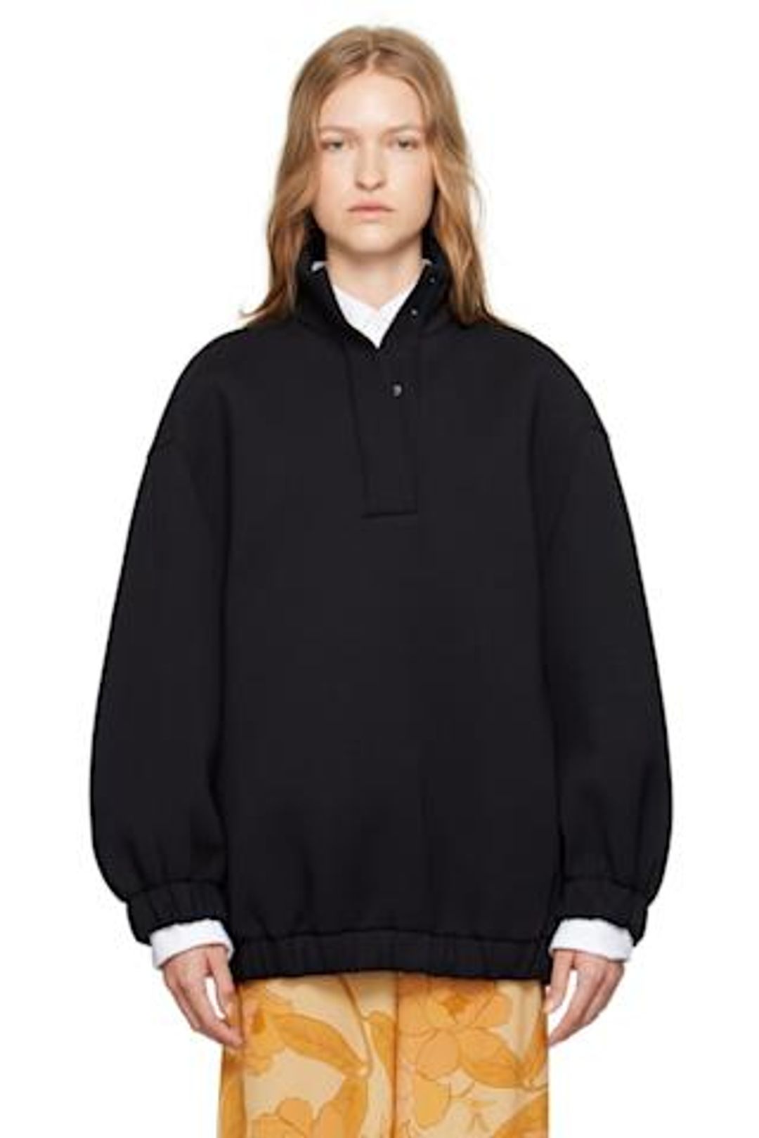 Black Stand Collar Sweatshirt