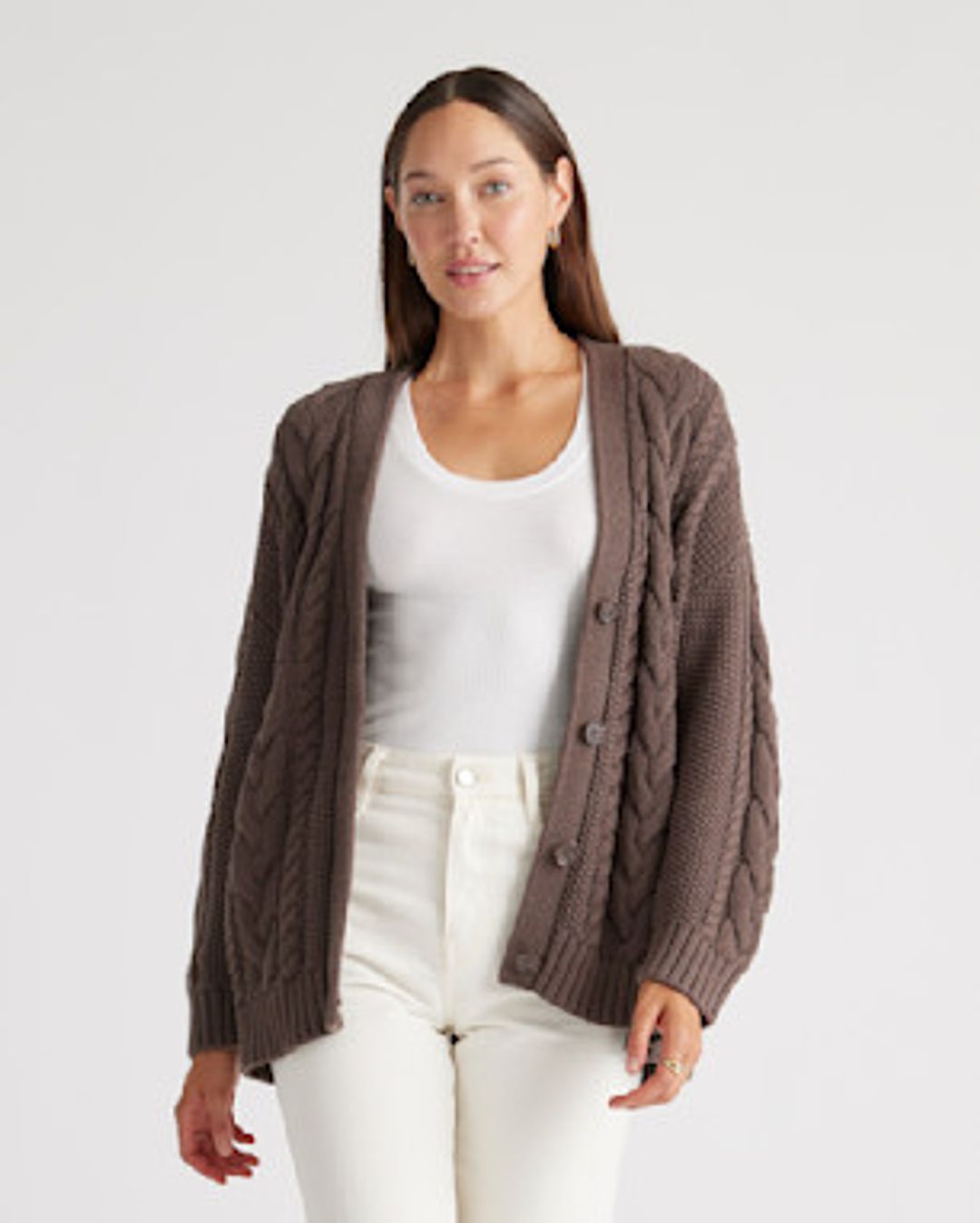 Organic Cotton Oversized Cable Cardigan