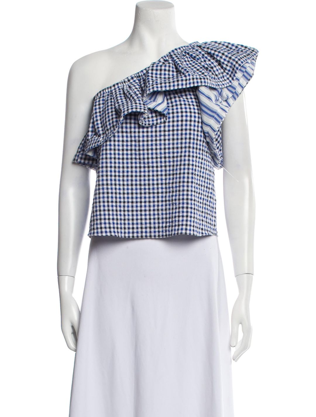 Plaid Print One-Shoulder Crop Top