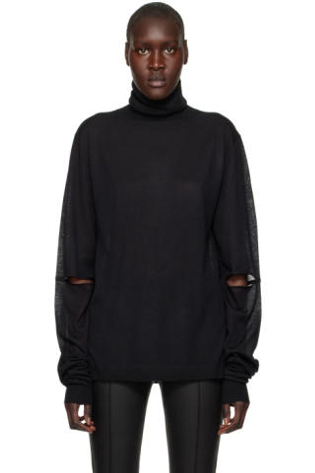 HELMUT LANG Black Cut Out Turtleneck