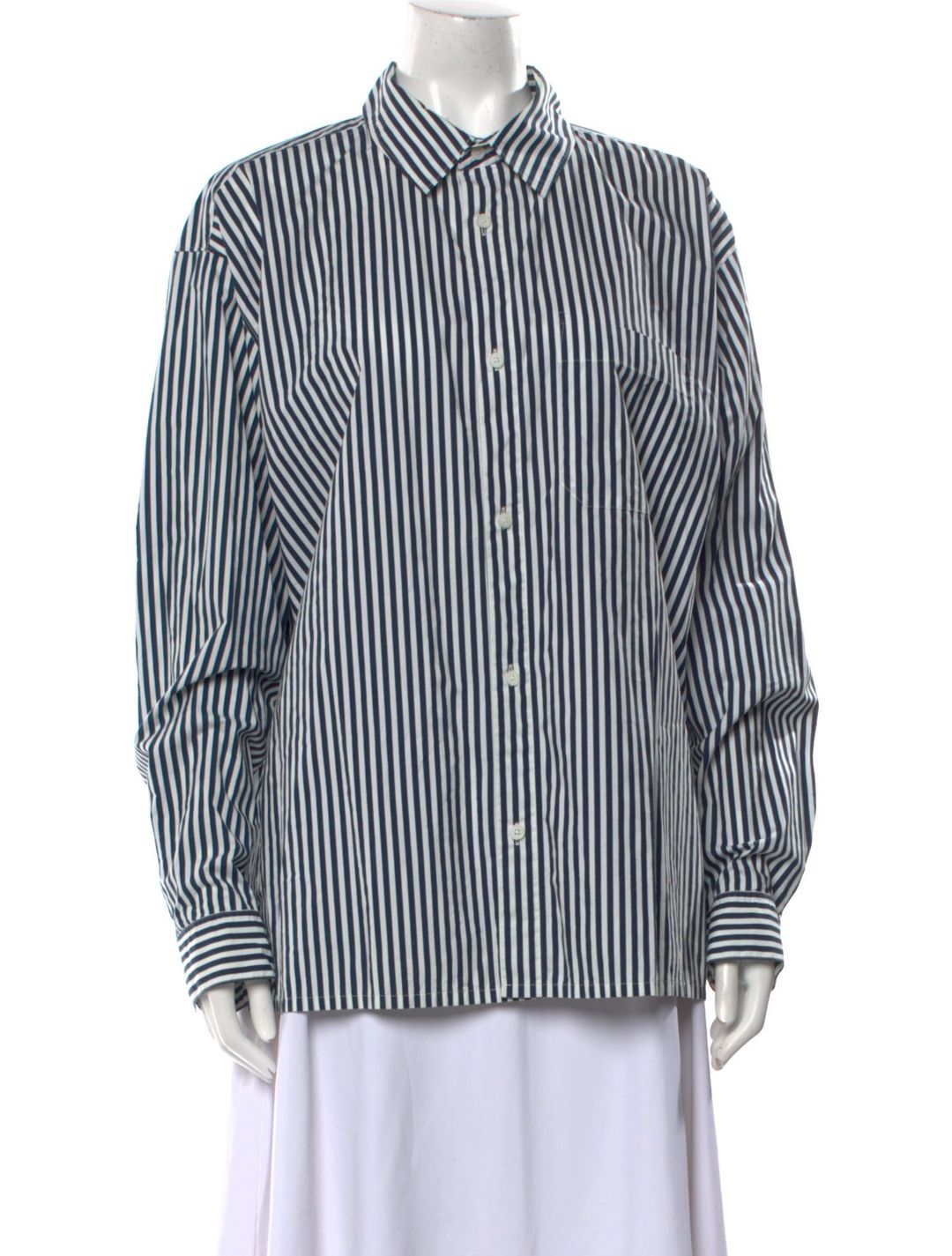 FRAME Striped Long Sleeve Button-Up Top