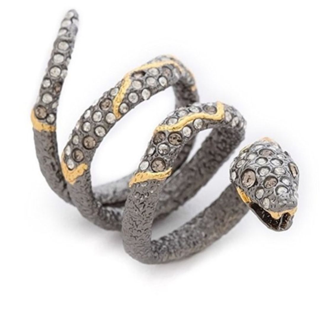 Pave Crystal Coiled Jardin De Warp Snake Ring