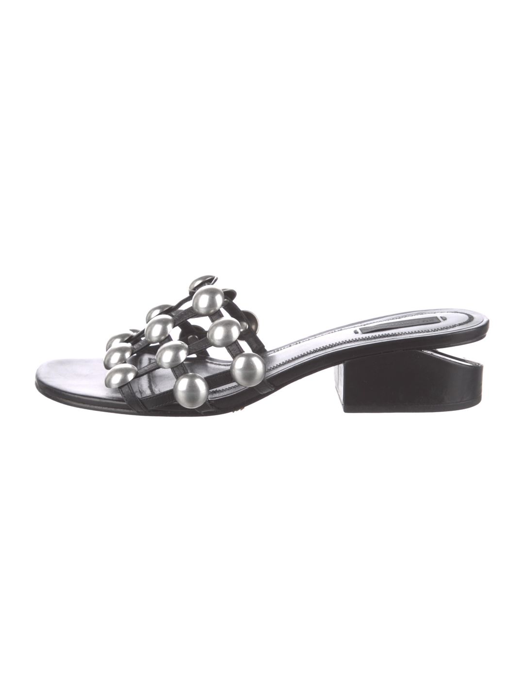 Alexander Wang Patent Leather Beaded Accents Slides