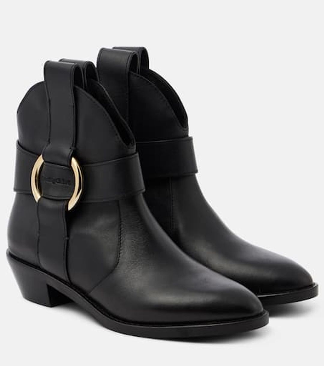 New Ring leather ankle boots