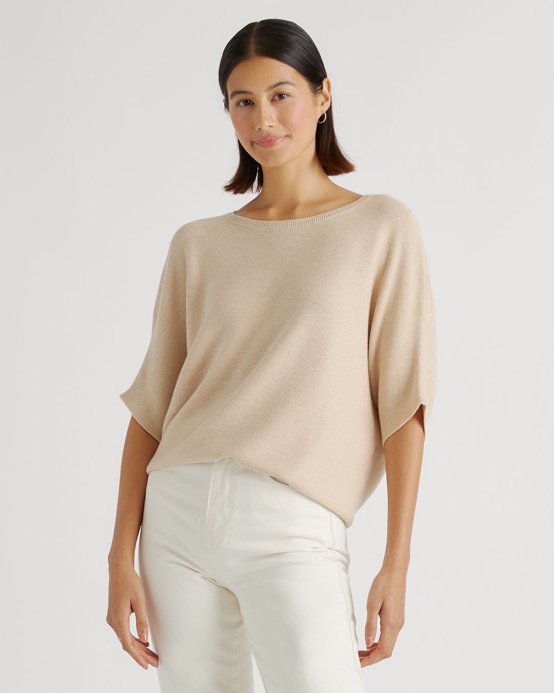 Lightweight Cotton Cashmere Link-Stitch Dolman Sweater #3