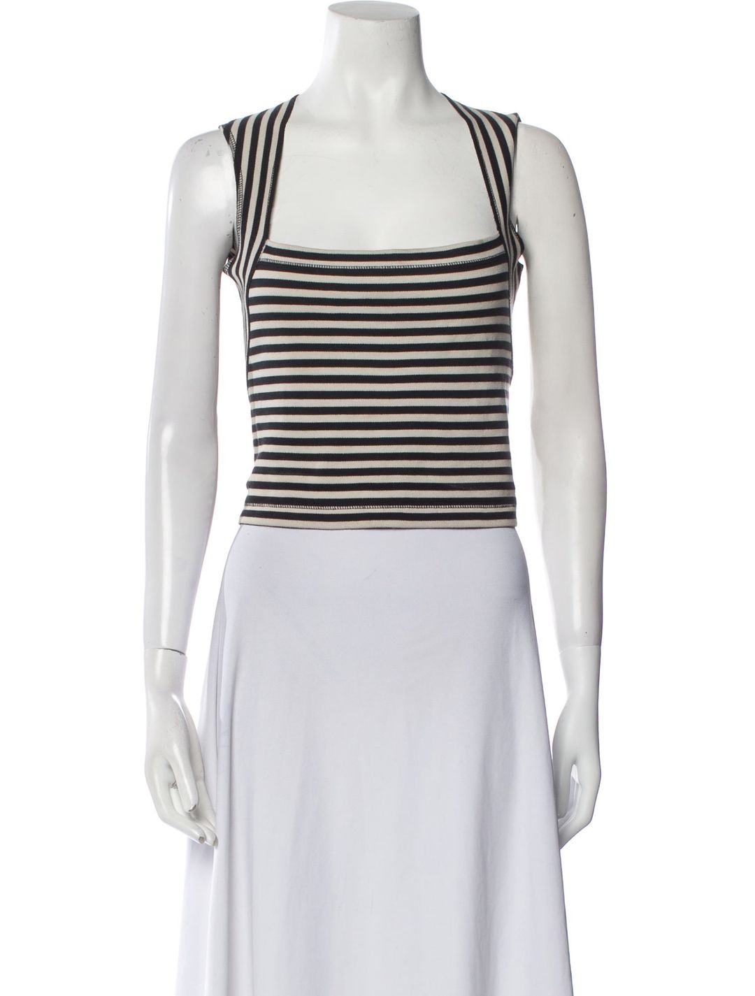 L'Agence Striped Square Neckline Crop Top