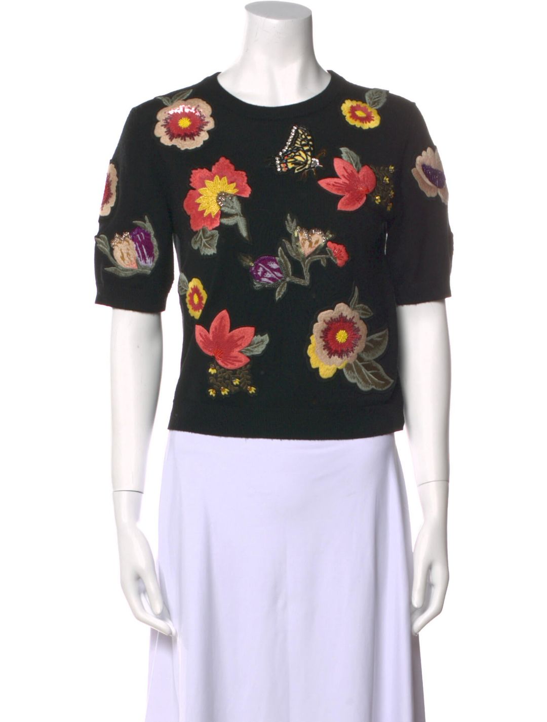 Floral Print Crew Neck Sweater