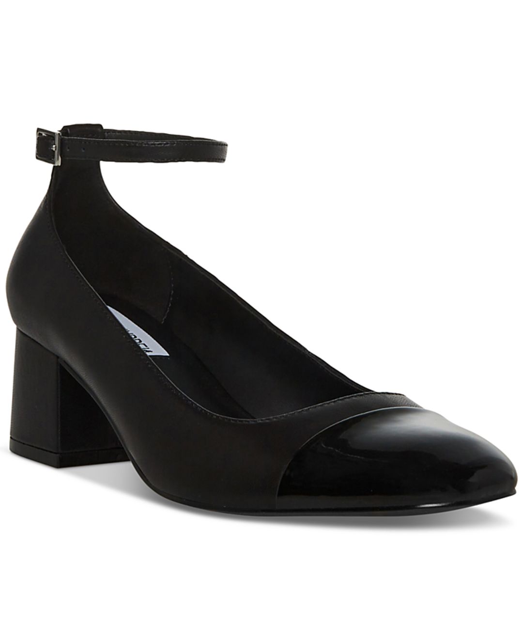 Eli Ankle-Strap Two-Piece Block-Heel Pumps