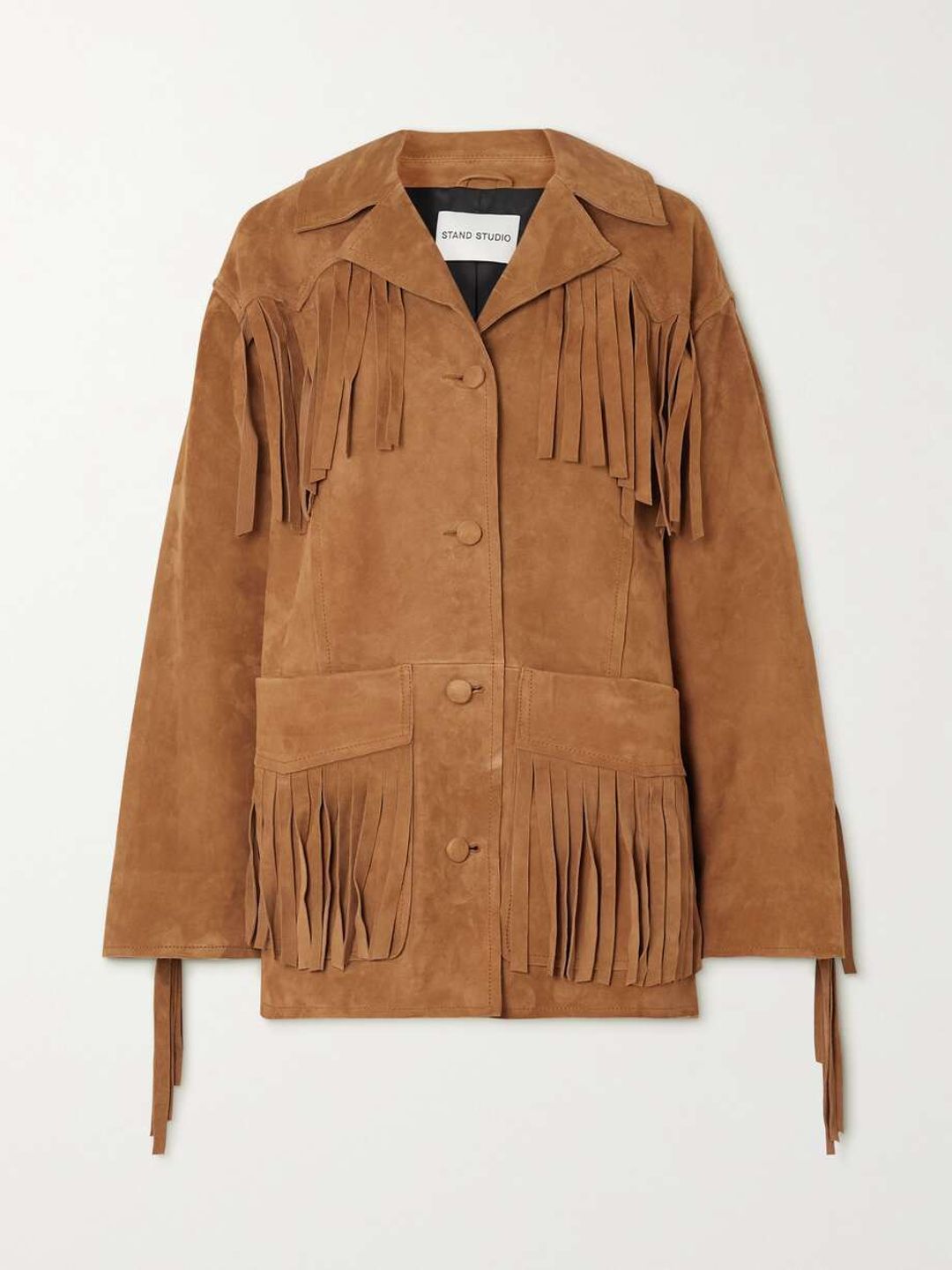 Oversized fringed suede jacket