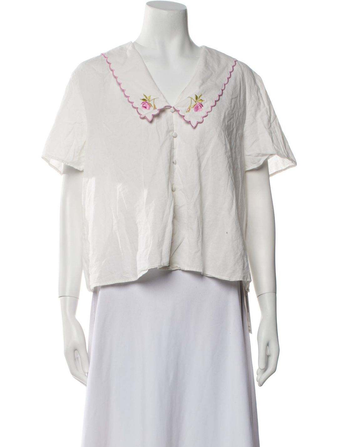 RIXO V-Neck Short Sleeve Crop Top