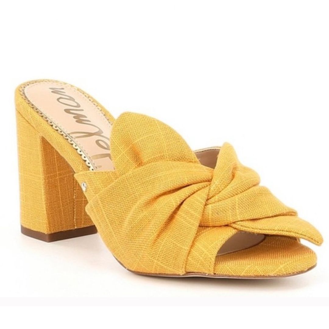 Sam Edelman Oda Woven Block Mule Yellow Heel
