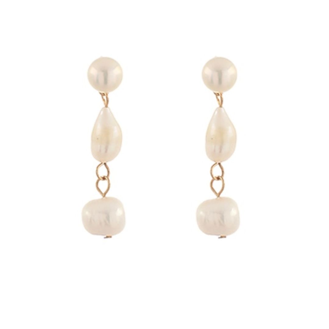 Triple Pearl Linear Drop Earrings