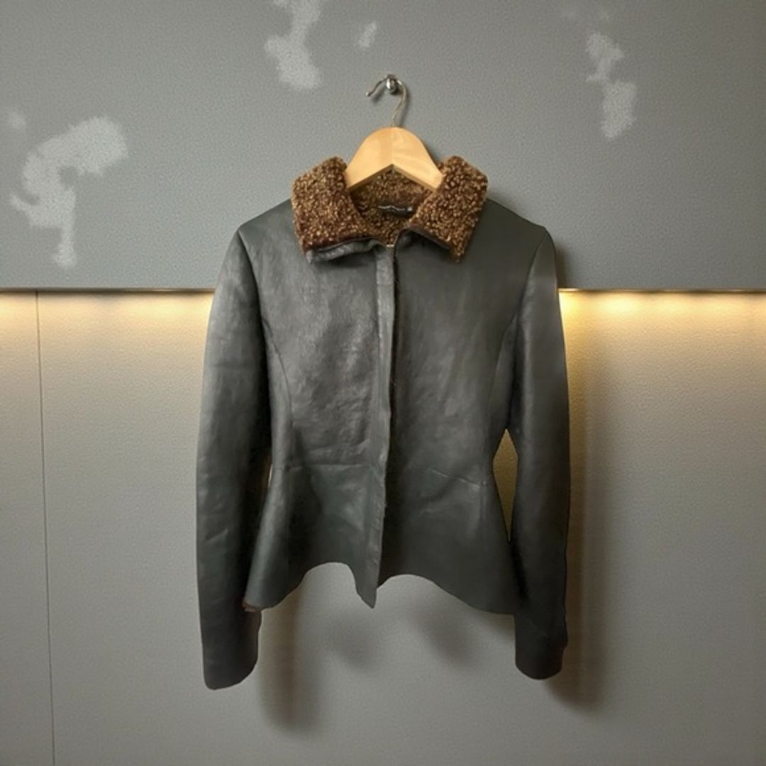 Giorgio Armani leather and fur jacket