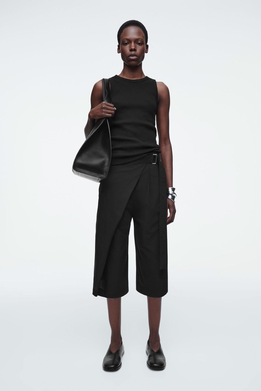 BELTED WRAP-FRONT COTTON SHORTS