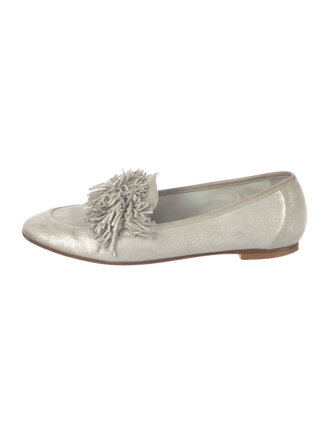 Aquazzura Suede Fringe Trim Accent Loafers