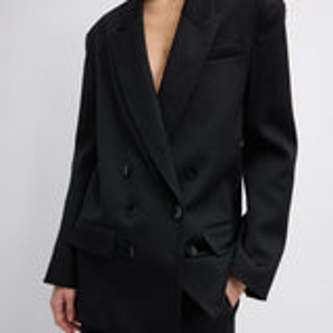 Refined Wool Slub Blazer With Cut Out Organza Back #7