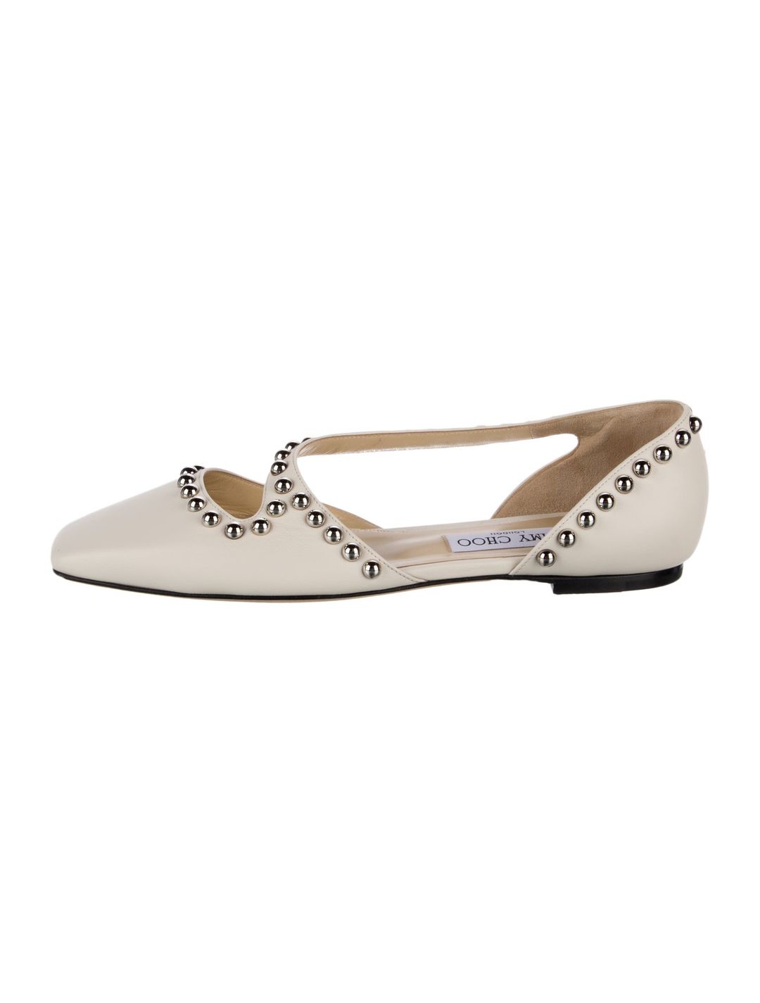 Jimmy Choo Leather Studded Accents D'Orsay Flats