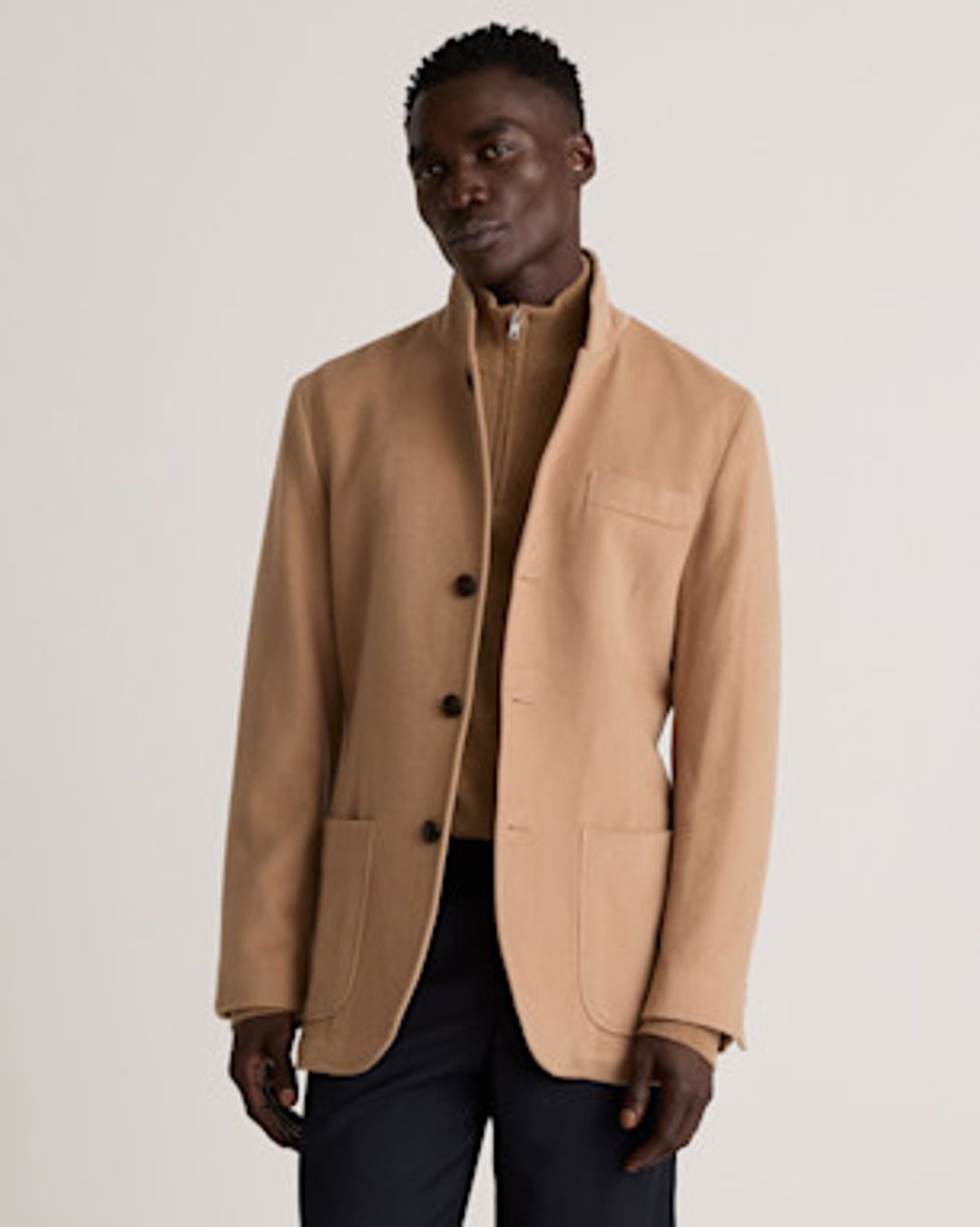 100% Mongolian Cashmere Stand Collar Blazer