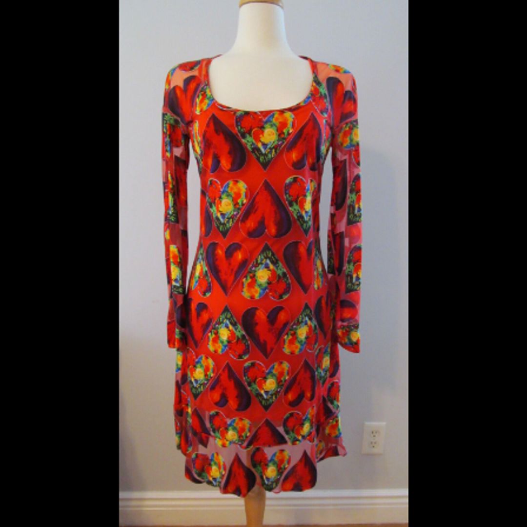 Runway Sheer Heart Print Dress