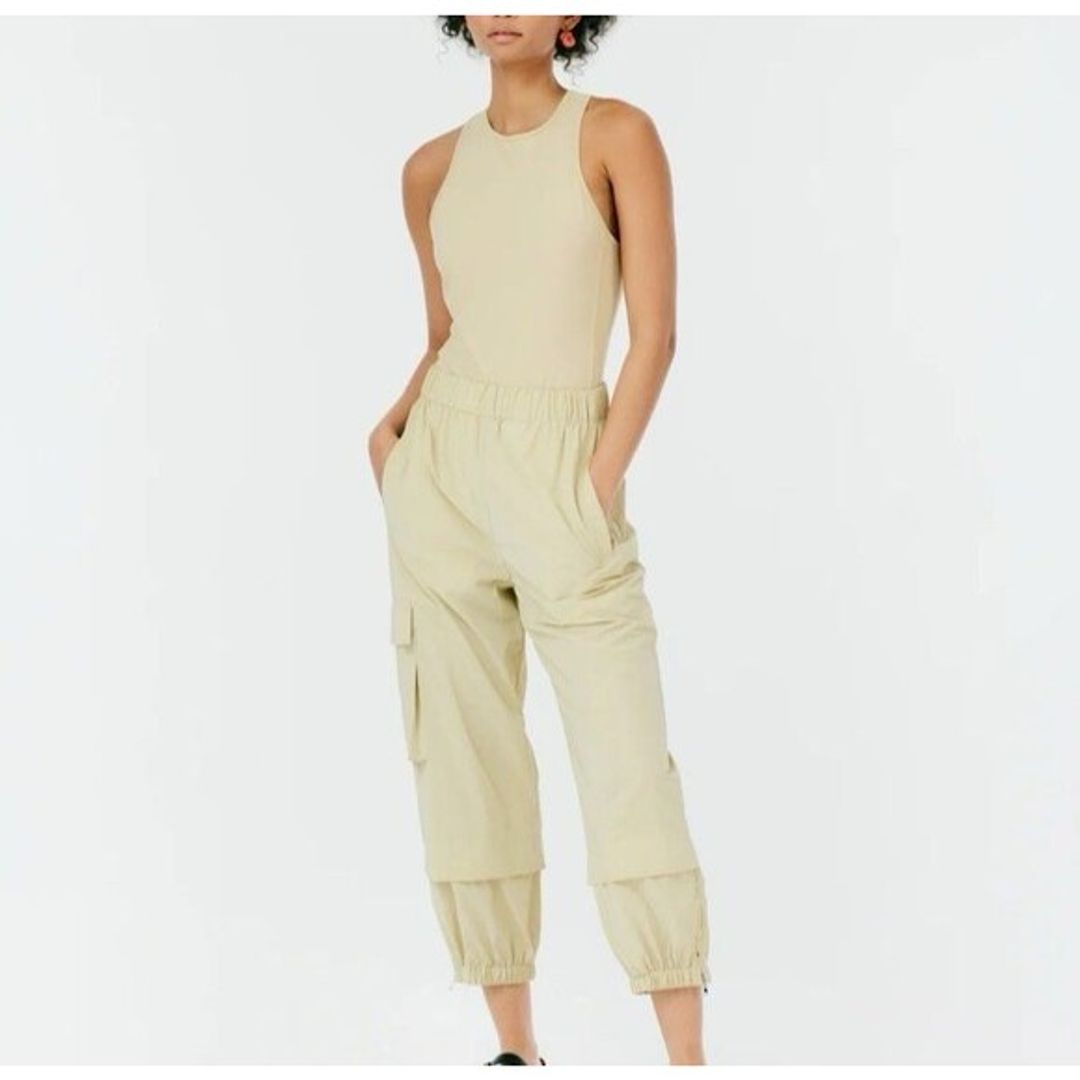Tibi Women Small Powder Nylon Pull On High Rise Cargo Wilt Jogger Elastic Waist
