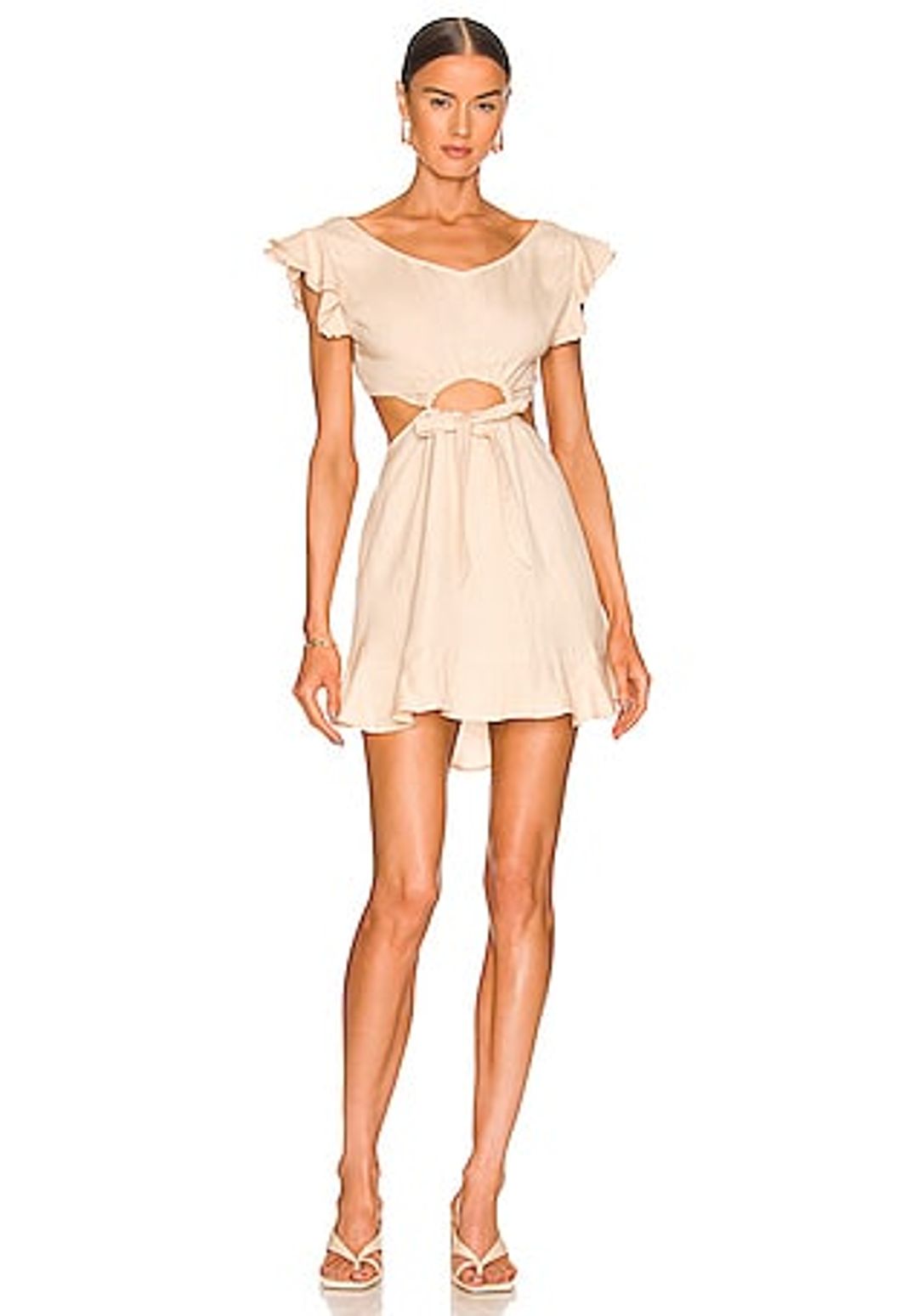 Kaia Linen Bland Cut Out Mini Dress