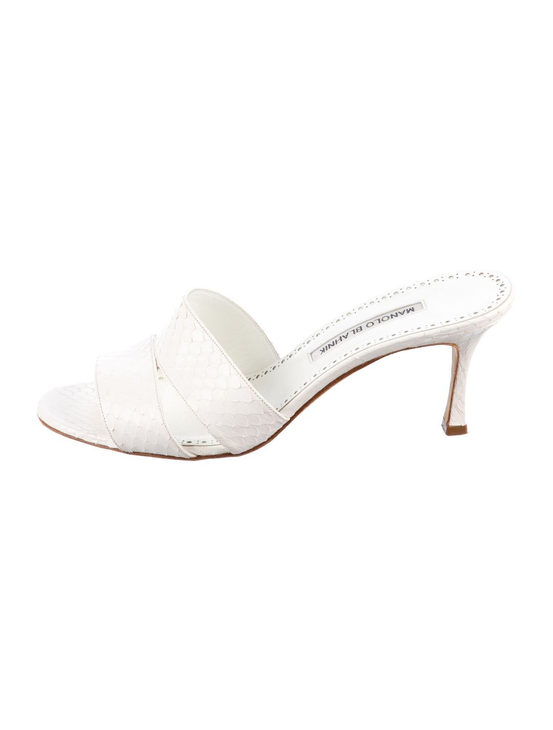 Manolo Blahnik Snakeskin Animal Print Slides