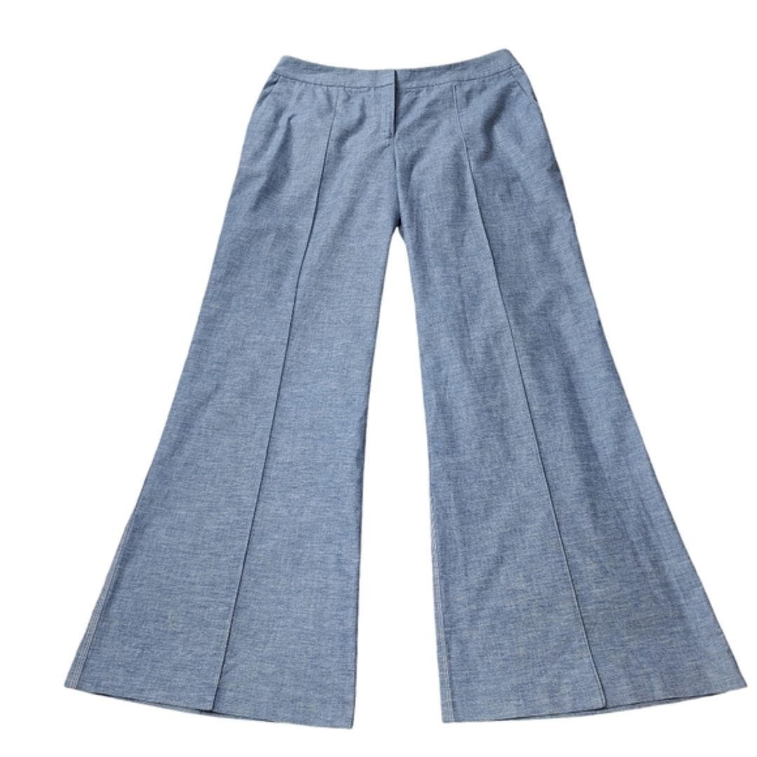 Cotton Blend Wide-Leg High-Rise Pants Pockets