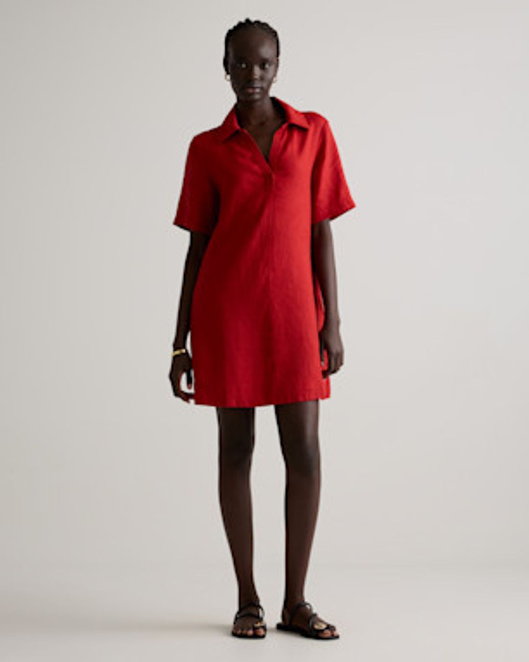 100% European Linen Popover Mini Dress