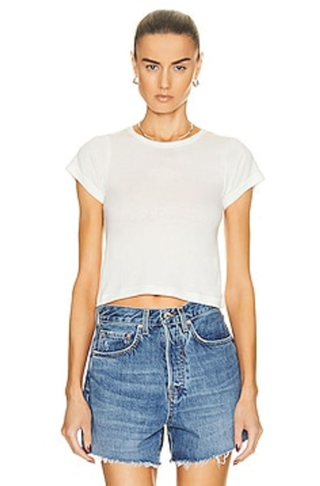 Short Sleeve Baby Tee cropped cotton and modal-blend jersey T-shirt