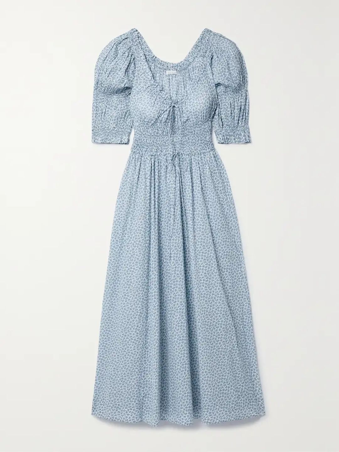 Ischia shirred floral-print organic cotton-voile maxi dress #2