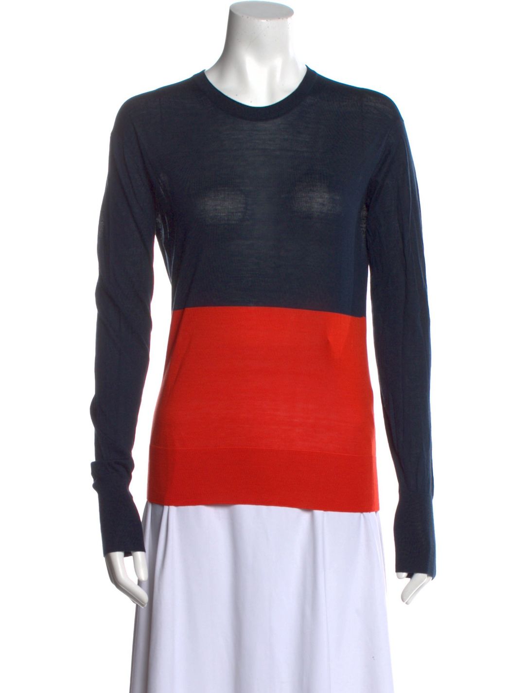 Celine Colorblock Pattern Crew Neck Sweater