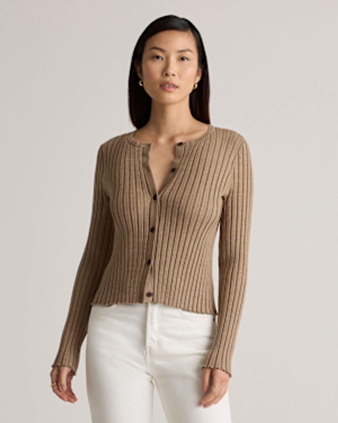 Eco-Knit Cropped Rib Cardigan