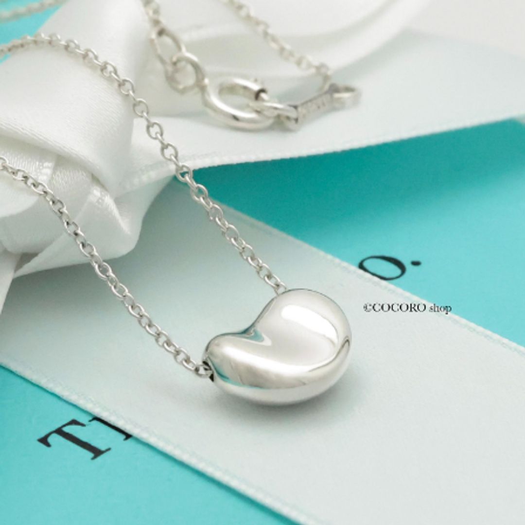 Authentic Tiffany & Co. Peretti 11mm Bean Necklace Pendant 16.1" Silver w/Pouch
