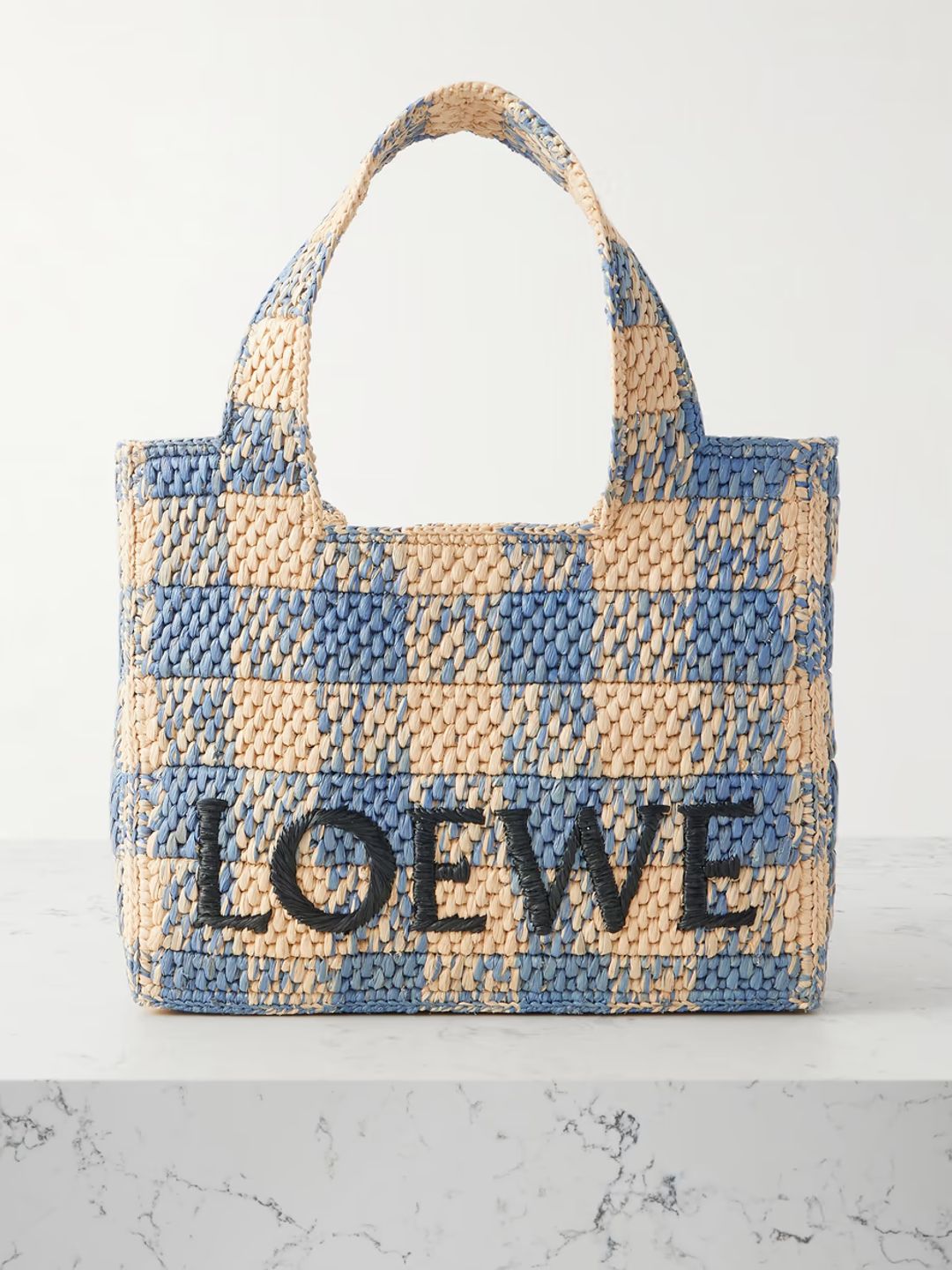 Paula's Ibiza small leather-trimmed woven raffia tote