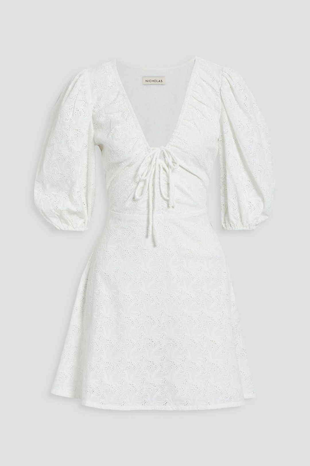 Danni bow-detailed broderie anglaise cotton mini dress