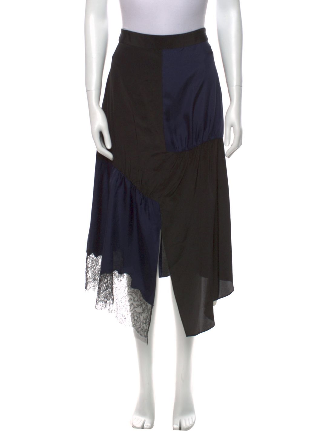 Patchwork Lace Silk Midi Skirt #4
