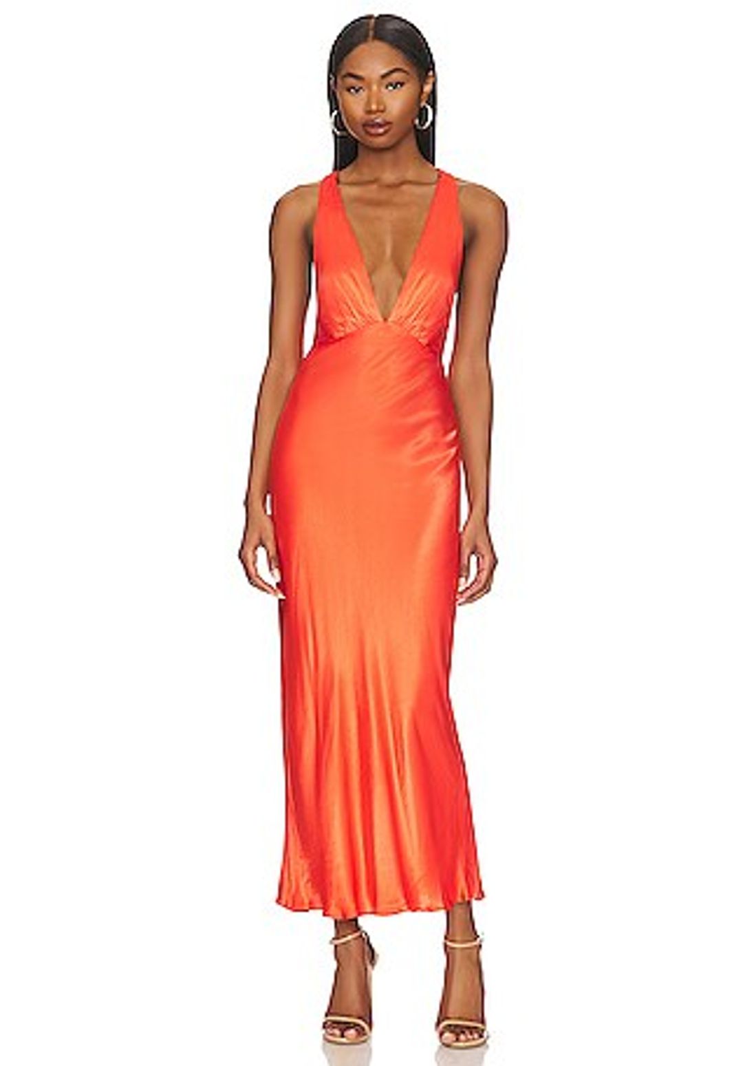 MILO PLUNGED CROSS BACK MIDI DRESS
