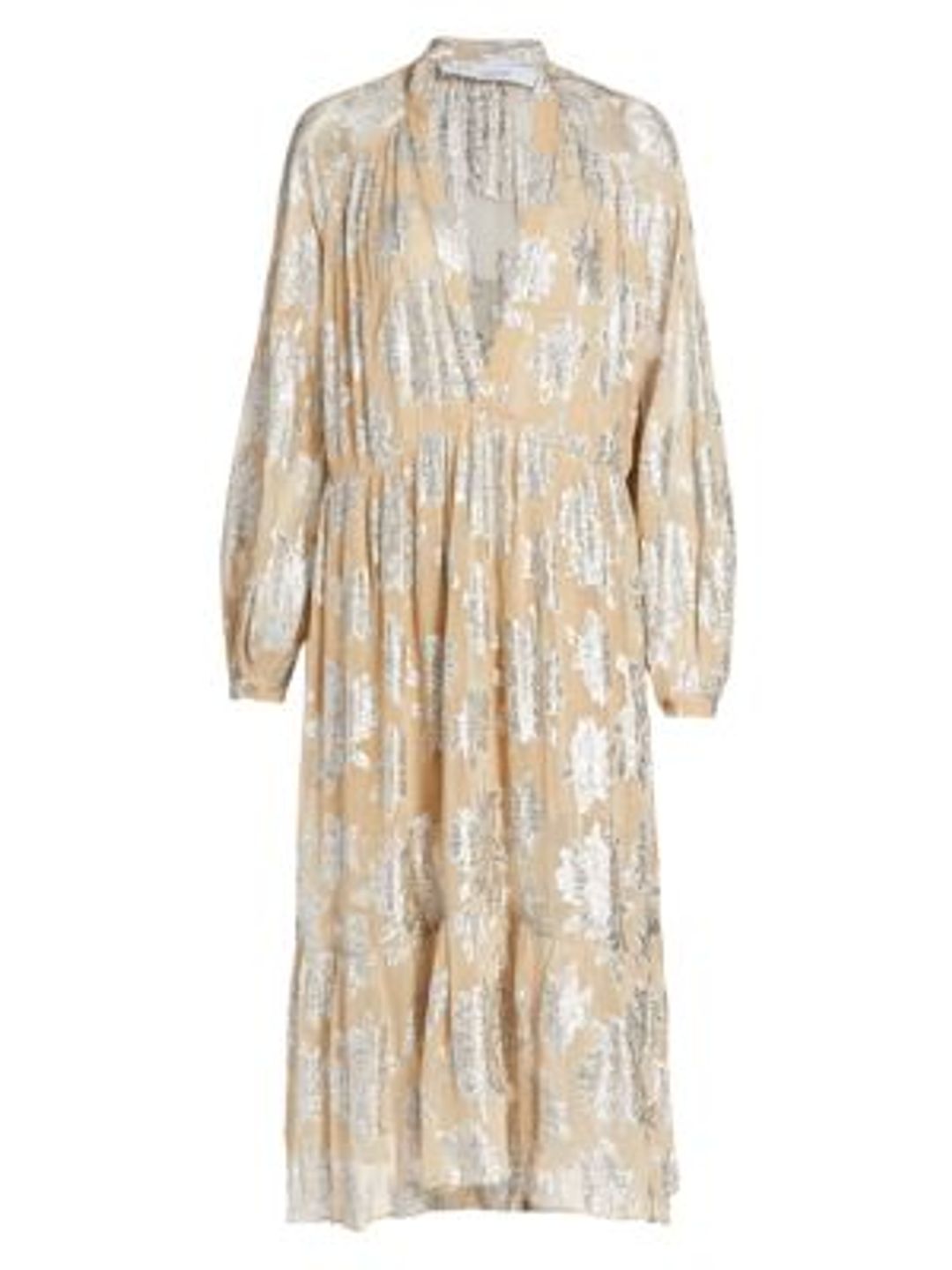 Gargas Metallic Print Faux Wrap Midi Sheath Dress