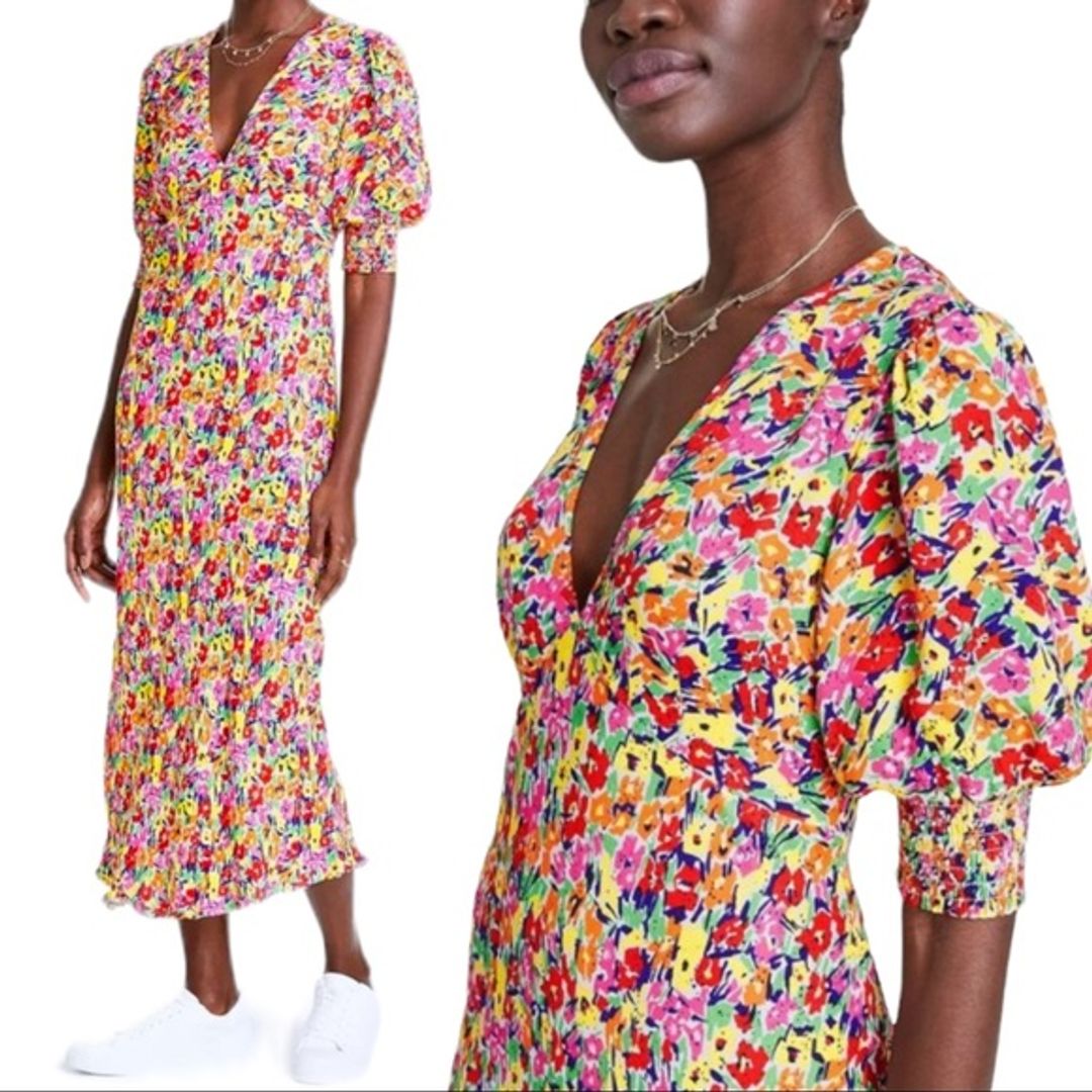 RIXO for Target Floral Puff Sleeve Midi Dress