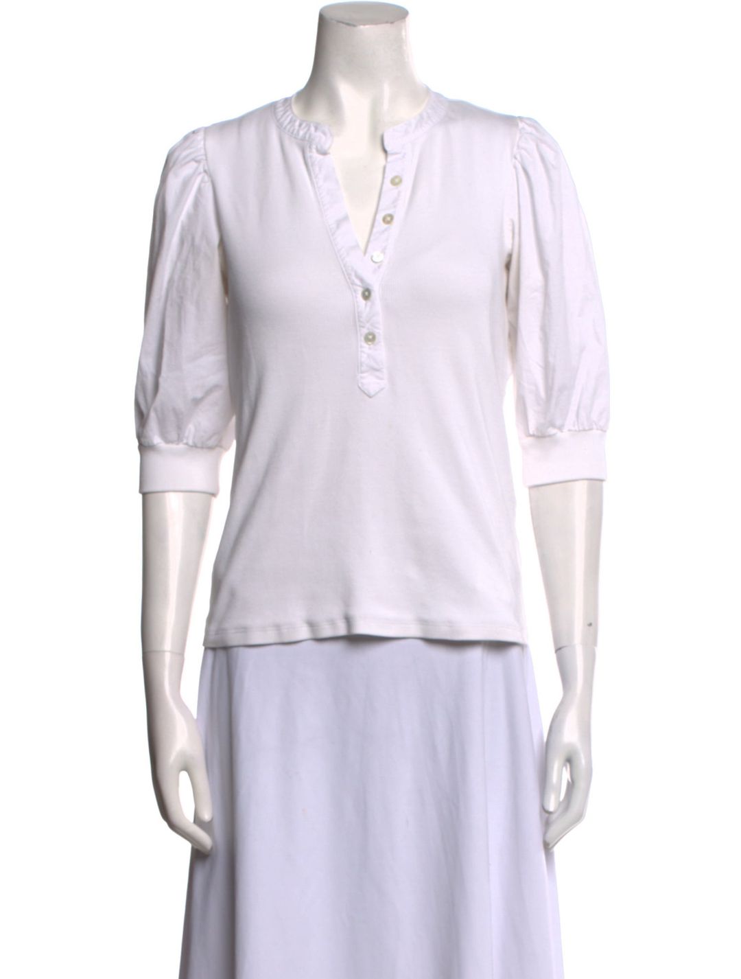 Veronica Beard V-Neck Three-Quarter Sleeve Polo