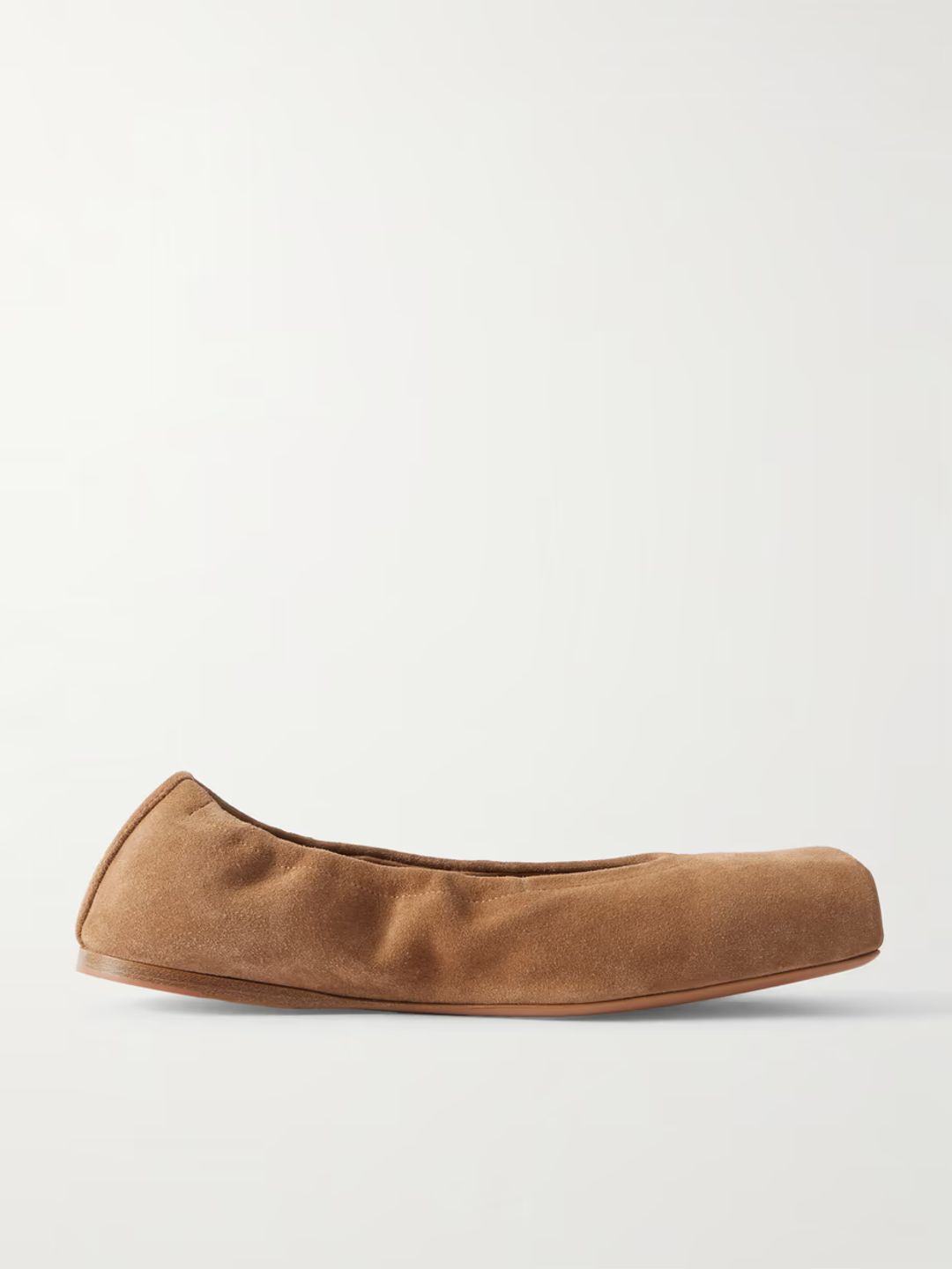 Leather-trimmed suede ballet flats