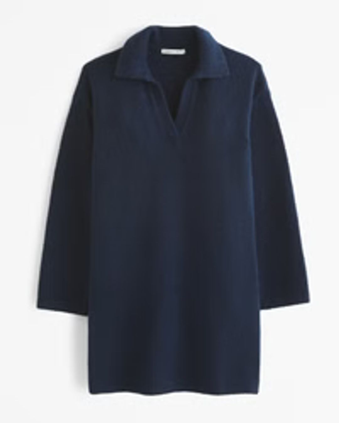 Long-Sleeve Collared Mini Sweater Dress