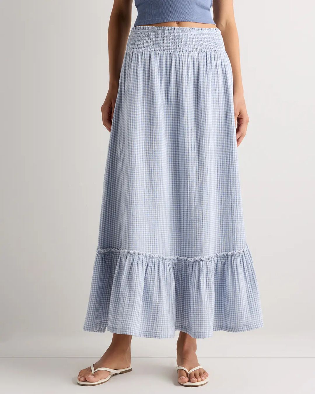 Organic Cotton Gauze Smocked Maxi Skirt #4