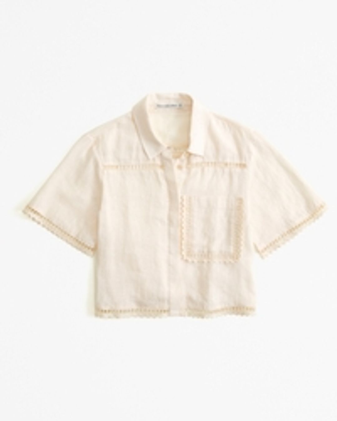 Short-Sleeve Cropped Linen Shirt
