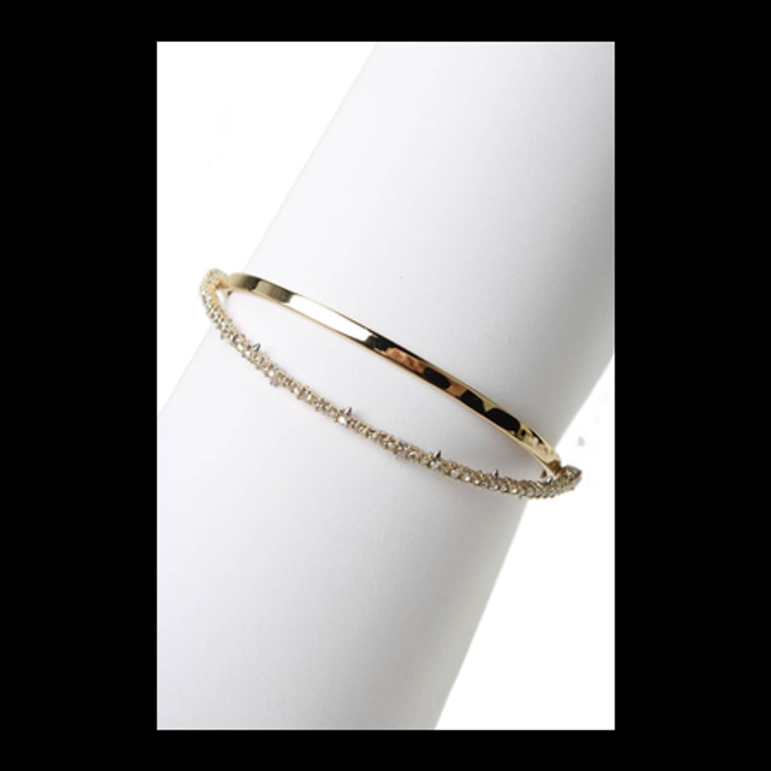 Alexis Bittar Womens Gold Tone Pave Crystal Orbiting Bangle Bracelet